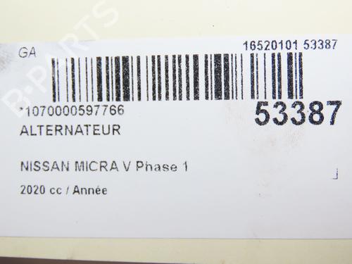 Used Alternator NISSAN MICRA V (K14) 1.0 IG-T 100 (101 hp) 28829122
