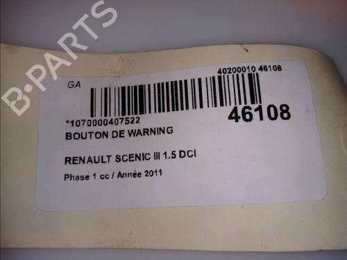Used Warning switch Warning switch RENAULT SCÉNIC III (JZ0/1_) 1.5 dCi (110 hp) 11425791 11425791