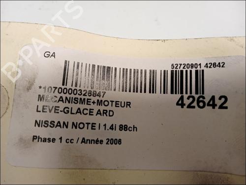 Used Rear right window mechanism NISSAN NOTE (E11, NE11) 1.6 (110 hp) 10063529