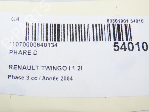 Højre forlygte RENAULT TWINGO I (C06_) 1.2 (C066, C068) | BP28969427C29