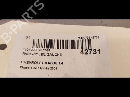 Used Left sun visor CHEVROLET AVEO / KALOS Hatchback (T200) 1.4 (83 hp) 9615144