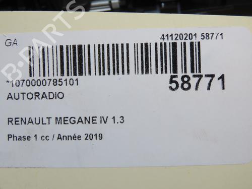 Bilradio Bilradio RENAULT MEGANE IV Hatchback (B9A/M/N_) 1.3 TCe 140 (B9NB) (140 hp) 37411054 37411054