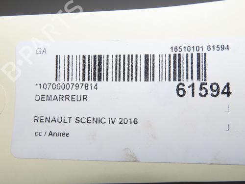 Used Starter Starter RENAULT GRAND SCÉNIC IV (R9_) 1.5 dCi 110 (R9A3) (110 hp) 39660473 39660473