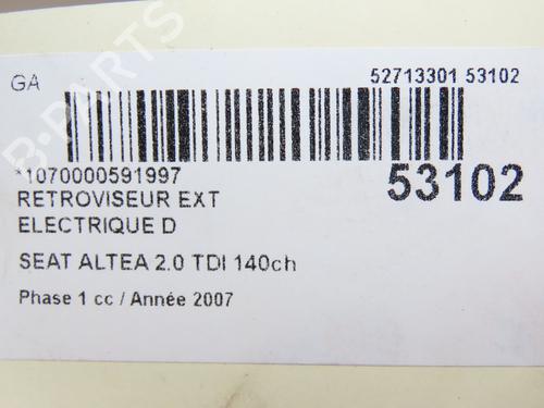 Right mirror SEAT ALTEA (5P1) 2.0 TDI 16V | BP28801966C27 