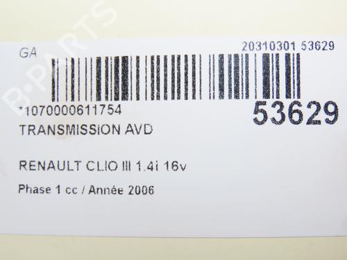 Right front driveshaft RENAULT CLIO III (BR0/1, CR0/1) 1.4 16V | BP28801535M39 