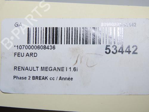 Used Right taillight Right taillight RENAULT MEGANE I Grandtour (KA0/1_) 1.6 16V (KA0B, KA04, KA11) (107 hp) 34609425 34609425