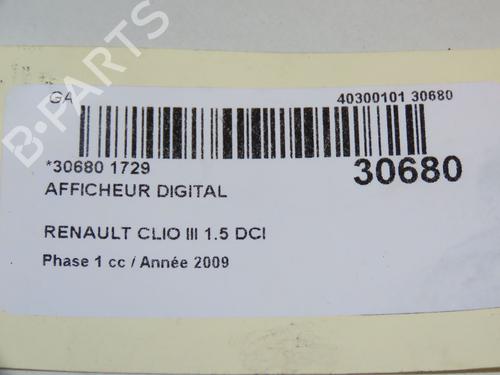 Used Display monitor RENAULT CLIO III (BR0/1, CR0/1) 1.5 dCi (C/BR0G, C/BR1G) (68 hp) 23174658