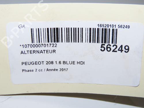 Used Alternator Alternator PEUGEOT 208 I (CA_, CC_) 1.6 HDi / BlueHDi 75 (75 hp) 31796616 31796616