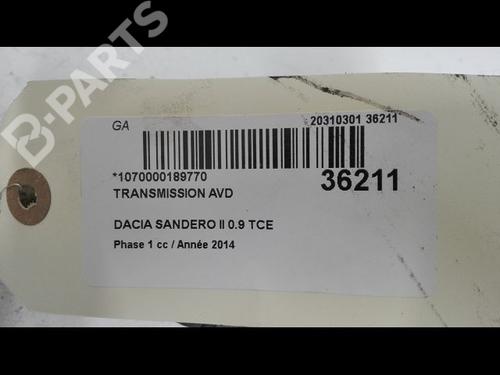 Right front driveshaft DACIA SANDERO II TCe 90 (B8M1, B8MA, B8AC) | BP9604473M39 