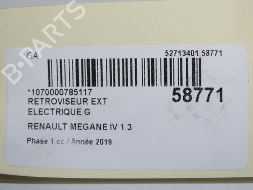 Bakspejl venstre Bakspejl venstre RENAULT MEGANE IV Hatchback (B9A/M/N_) 1.3 TCe 140 (B9NB) (140 hp) 37411077 37411077
