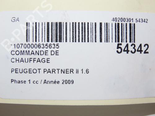 Climate control PEUGEOT PARTNER Tepee 1.6 HDi 16V | BP28830389I5 