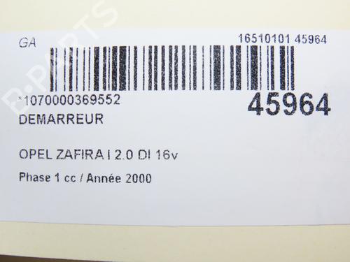 Starter OPEL ZAFIRA A MPV (T98) 2.0 DI 16V (F75) | BP26404314M8