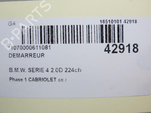 Used Starter Starter BMW 4 Convertible (F33, F83) 425 d (224 hp) 36493420 36493420