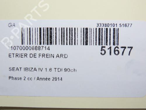 Right rear brake caliper SEAT IBIZA IV (6J5, 6P1) 1.6 TDI | BP30841109M106