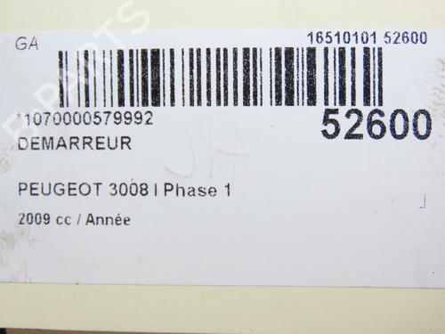 Startmotor PEUGEOT 3008 I MPV (0U_) 1.6 VTi (120 hp) 28828999