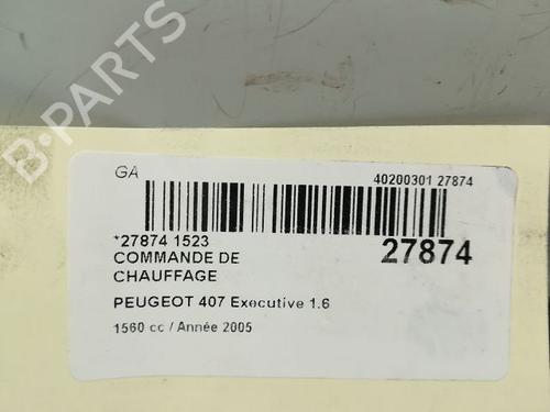 Climate control PEUGEOT 407 (6D_) 1.6 HDi 110 (6D9HZC, 6D9HYC) | BP23174428I5 