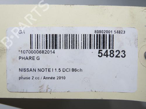 Left headlight NISSAN NOTE (E11, NE11) 1.5 dCi | BP31242596C28 