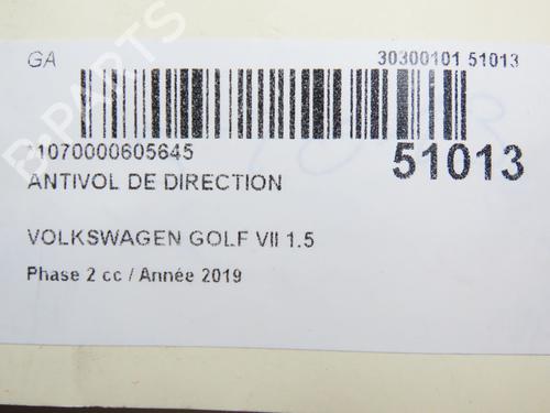 Used Ignition barrel VW GOLF VII (5G1, BQ1, BE1, BE2) 1.5 TSI (130 hp) 28829605