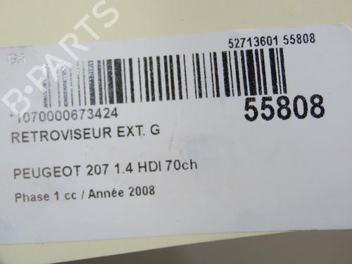 Left mirror PEUGEOT 207 (WA_, WC_) 1.4 HDi | BP31120842C26