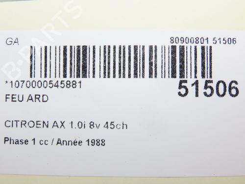 Used Right taillight CITROËN AX (ZA-_) 10 (45 hp) 28832644