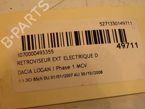 Right mirror DACIA LOGAN MCV (KS_) 1.5 dCi (KS0W) | BP16781415C27