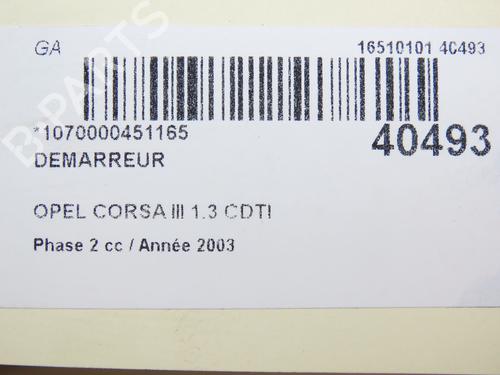 Starter OPEL CORSA C (X01) 1.3 CDTI (F08, F68) | BP28828963M8 - Image 7