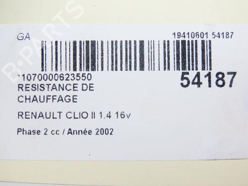 Résistance de chauffage RENAULT CLIO II (BB_, CB_) 1.4 16V (B/CB0P, BB13) (98 hp) 28829322