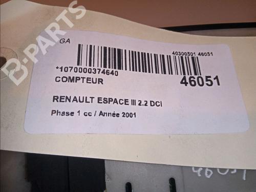 Instrument cluster RENAULT ESPACE III (JE0_) 2.2 dCi (JE0S) | BP11101428C47 