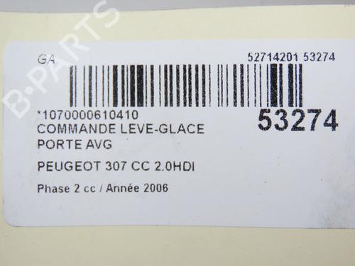 Left front window switch PEUGEOT 307 CC (3B) 2.0 HDi 135 | BP28968888I27 