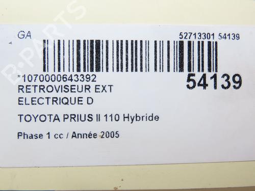 Used Right mirror TOYOTA PRIUS Liftback (_W2_) 1.5 Hybrid (NHW2_) (113 hp) 28801968