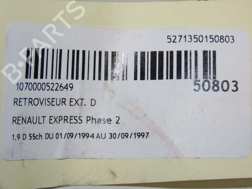 Right mirror RENAULT RAPID Box Body/MPV (F40_, G40_) 1.9 D (F40R) | BP18148769C27 