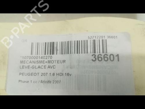 Used Front right window mechanism PEUGEOT 207 (WA_, WC_) 1.6 HDi (109 hp) 9600154