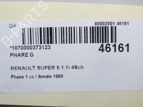 Venstre forlygte RENAULT SUPER 5 (B/C40_) 1.1 (48 hp) 33059468