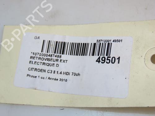 Right mirror CITROËN C3 II (SC_) 1.4 HDi 70 (SC8HZC, SC8HR0, SC8HP4) | BP16667165C27 