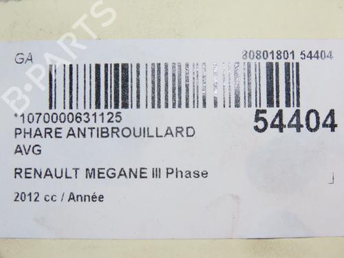 Left front fog light RENAULT MEGANE III Hatchback (BZ0/1_, B3_) 1.5 dCi (BZ09, BZ0D, BZ1W, BZ29, BZ14) | BP28832429C30 