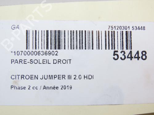 Used Right sun visor CITROËN JUMPER II Van 2.0 BlueHDi 130 (130 hp) 28802214