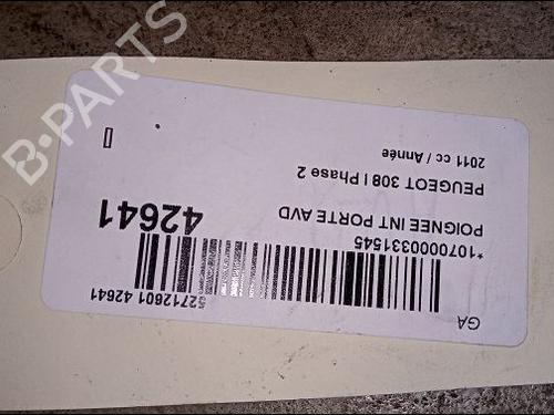 Used Front right interior door handle PEUGEOT 308 I (4A_, 4C_) 1.6 THP 16V (156 hp) 9619235