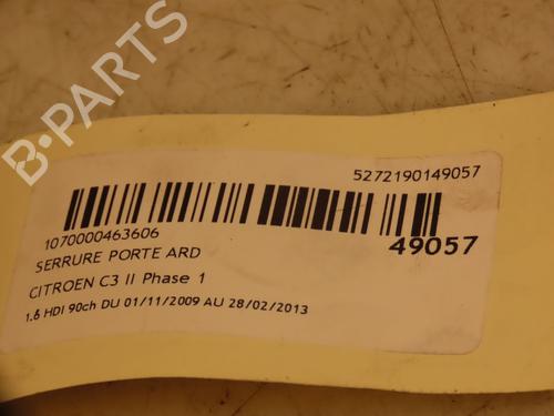 Used Rear right lock CITROËN C3 II (SC_) 1.6 HDi 90 (90 hp) 16667313