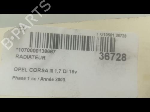 Used Water radiator OPEL CORSA C (X01) 1.7 DI (F08, F68) (65 hp) 9602769