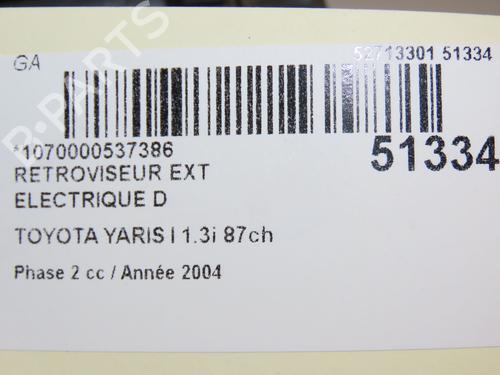 Right mirror TOYOTA YARIS (_P1_) 1.3 (SCP12_, SCP13_, SCP12R, SCP13R) | BP28831348C27 