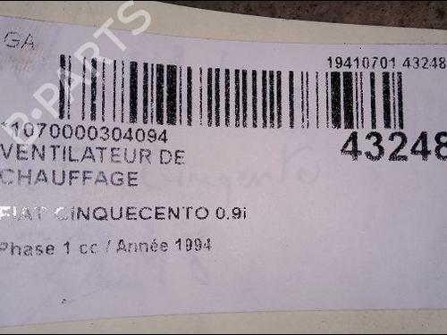 Used Heater blower motor Heater blower motor FIAT CINQUECENTO (170_) 0.9 i.e. S (170AF, 170CF) (40 hp) 9616842 9616842