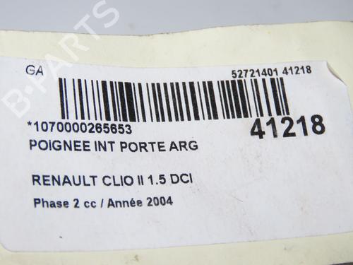 Used Rear left interior door handle RENAULT CLIO II (BB_, CB_) 1.5 dCi (B/CB07) (65 hp) 9612151