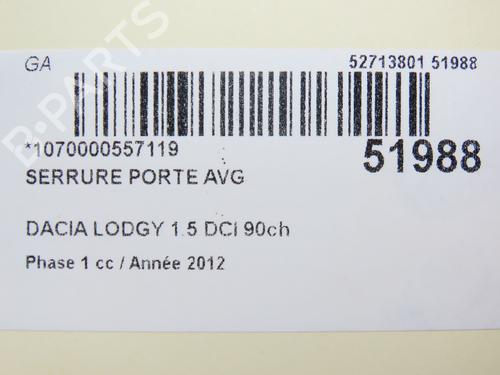 Used Front left lock DACIA LODGY (JS_) 1.5 dCi (90 hp) 28802025