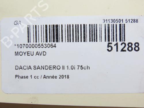 Left front steering knuckle DACIA SANDERO II 1.0 SCe 75 (B8JC, B8JD, B8NC) | BP19319477M25 