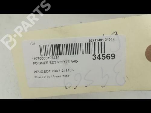 Front right exterior door handle PEUGEOT 208 I (CA_, CC_) 1.2 VTi 68 / PureTech 68 | BP9597616C129 