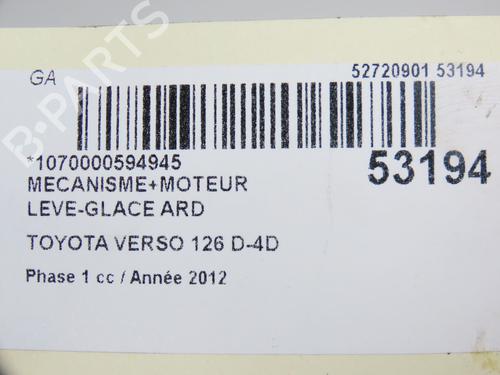 Used Rear right window mechanism TOYOTA VERSO (_R2_) 2.0 D-4D (AUR20_, AUR20R) (126 hp) 28831800