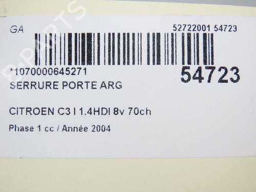 Rear left lock CITROËN C3 I (FC_, FN_) 1.4 HDi | BP28832018C100 
