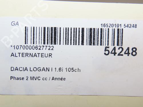 Alternator DACIA LOGAN MCV (KS_) 1.6 16V Hi-Flex | BP28829143M7 - Image 6