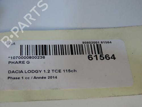 Left headlight DACIA LODGY (JS_) 1.2 TCe (JSAY, JSM0) | BP38915867C28 - Image 5