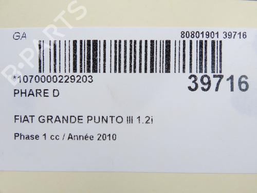Used Right headlight Right headlight FIAT GRANDE PUNTO (199_) 1.2 (65 hp) 34498052 34498052